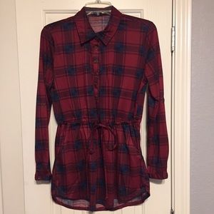 Tie Waist Plaid Tunic